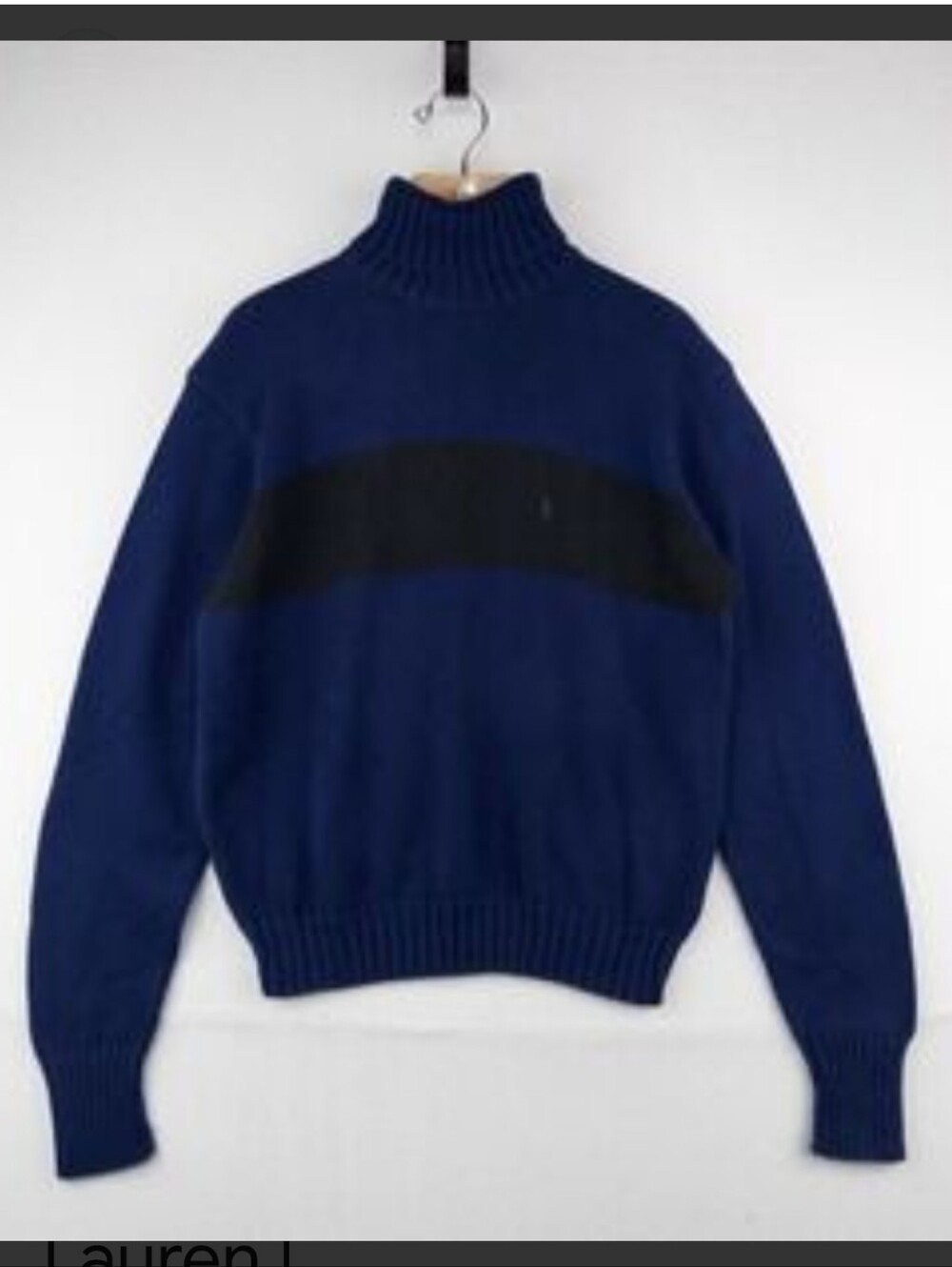 Vintage Polo Ralph Lauren Men's Blue Striped Turtleneck Sweater Size XXL